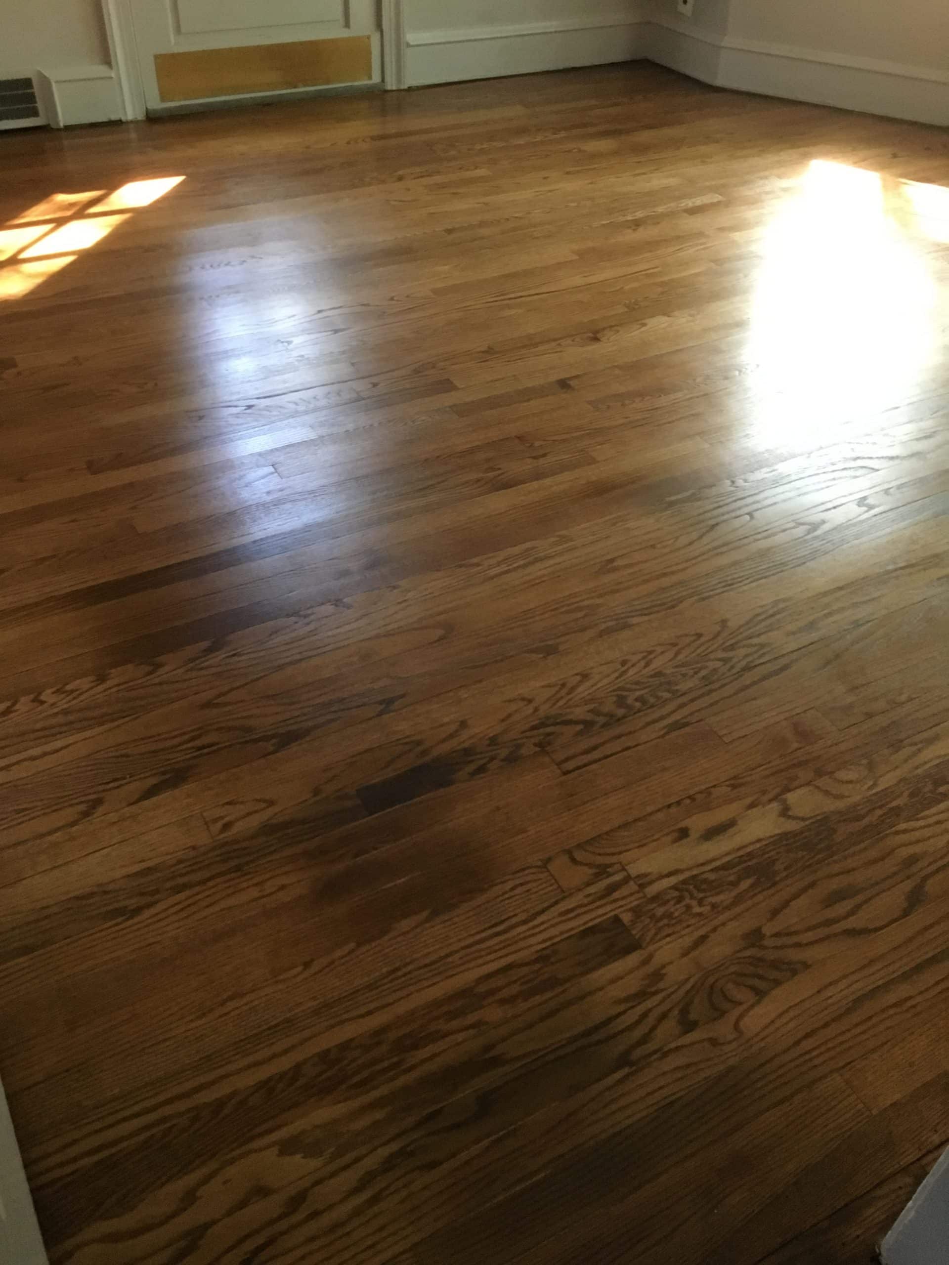 Newly installed hardwood flooring